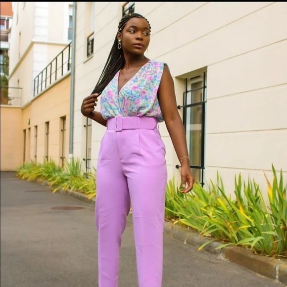 Zara Chiffon Floral Sleeveless Bodysuit - Pink/Purple/Blue/White - Picture 4 of 11